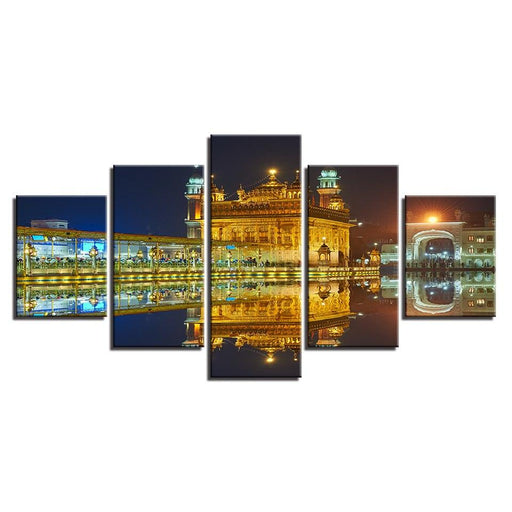 Golden Temple 5 Piece HD Multi Panel Canvas Wall Art Frame - Original Frame