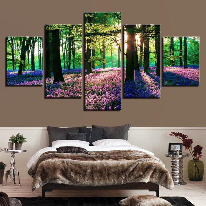 Lavender Field 5 Piece Multi Panel Canvas Wall Art Frame - Original Frame