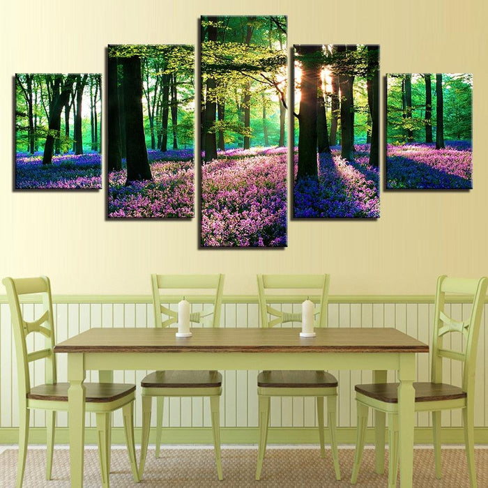 Lavender Field 5 Piece Multi Panel Canvas Wall Art Frame - Original Frame