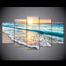 Sunset Beach 5 Piece HD Multi Panel Canvas Wall Art Frame - Original Frame