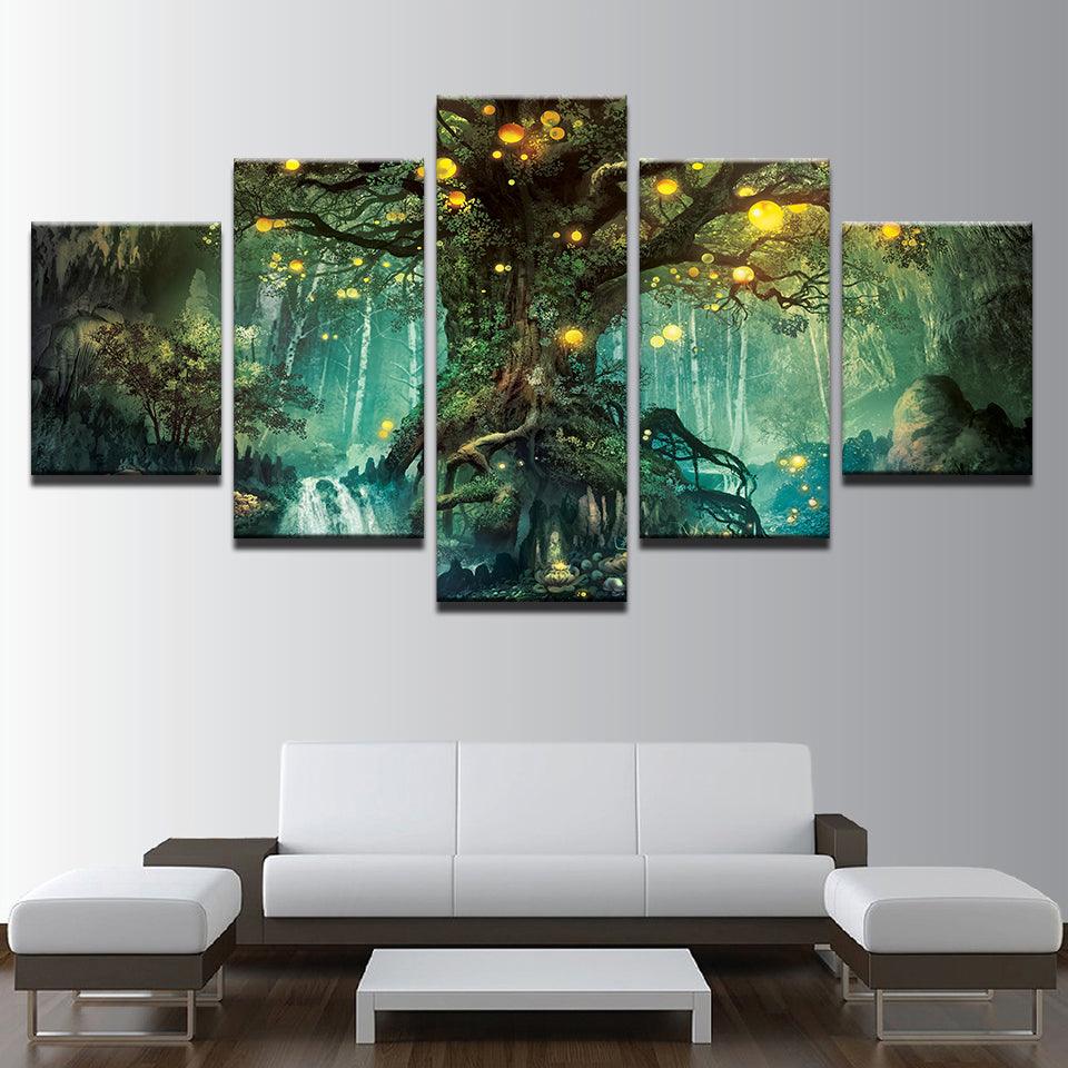 Enchanted Tree 5 Piece HD Multi Panel Canvas Wall Art Frame - Original Frame