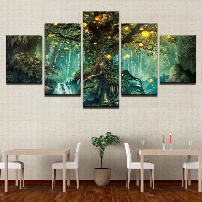 Enchanted Tree 5 Piece HD Multi Panel Canvas Wall Art Frame