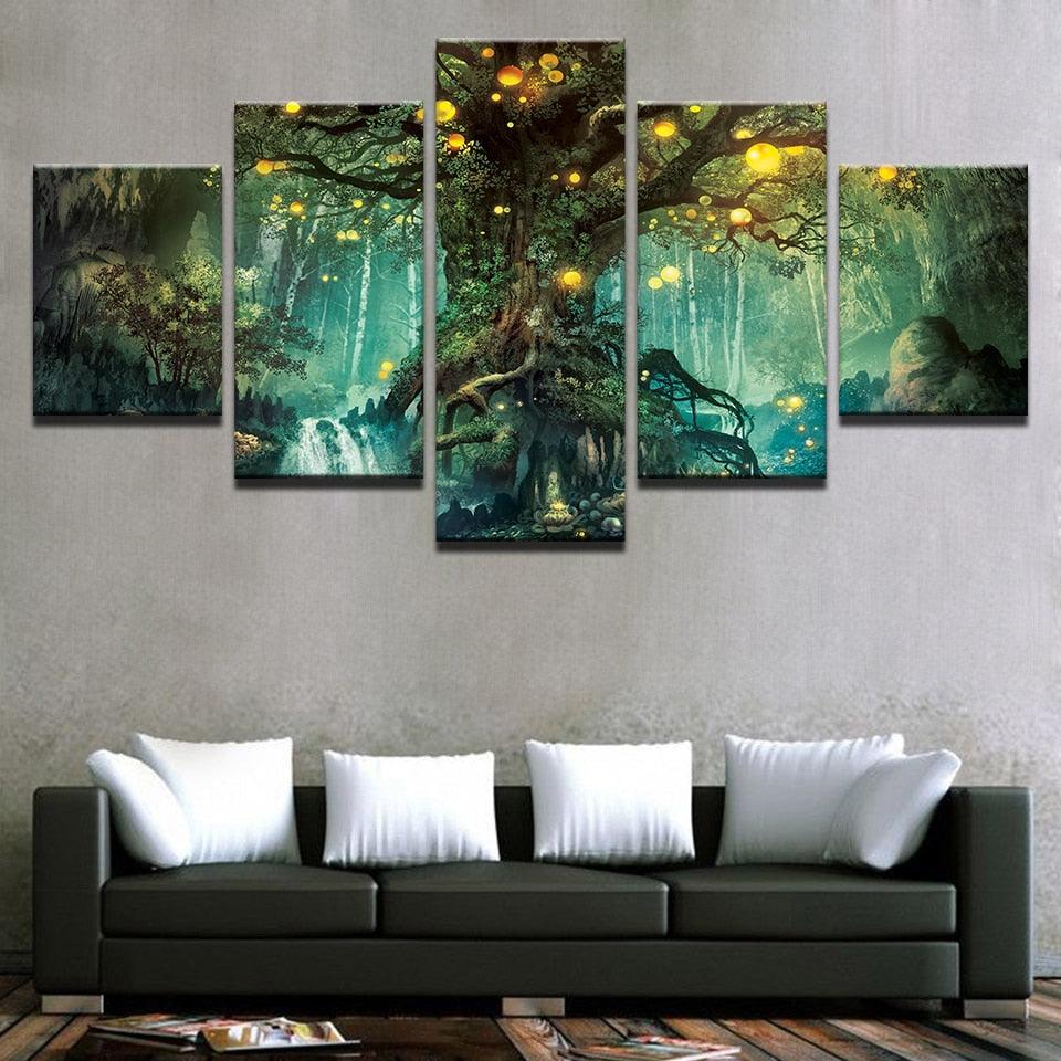 Enchanted Tree 5 Piece HD Multi Panel Canvas Wall Art Frame – Original ...