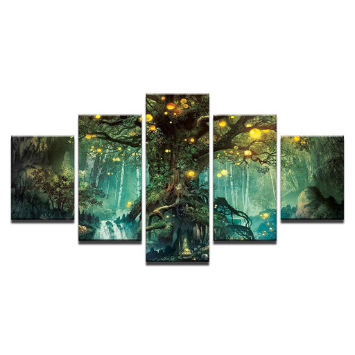 Enchanted Tree 5 Piece HD Multi Panel Canvas Wall Art Frame - Original Frame