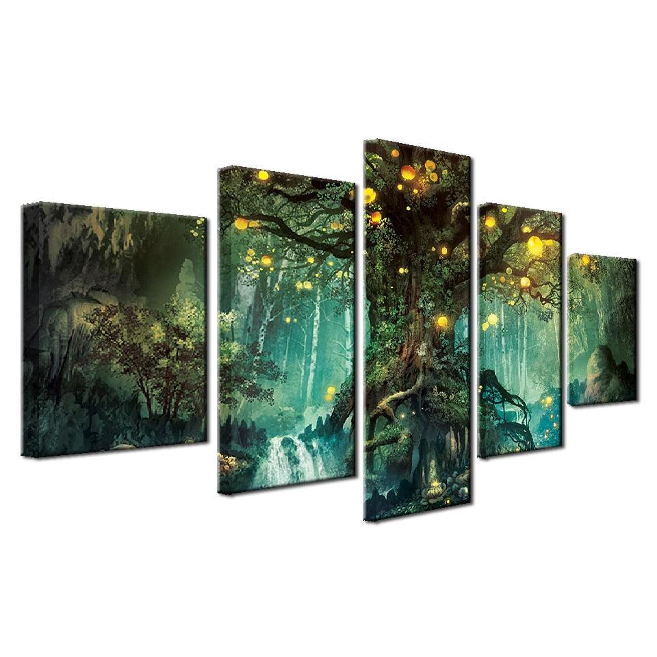 Enchanted Tree 5 Piece HD Multi Panel Canvas Wall Art Frame - Original Frame
