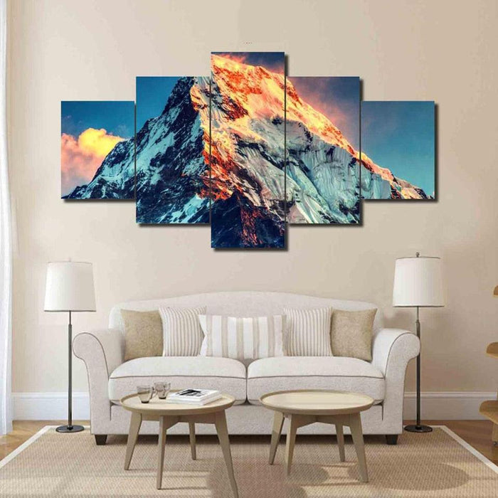 Mount Everest 5 Piece HD Multi Panel Canvas Wall Art Frame - Original Frame