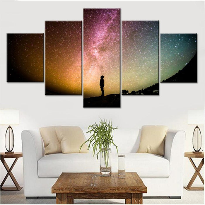 Beautiful Starry Sky View 5 Piece HD Multi Panel Canvas Wall Art Frame - Original Frame