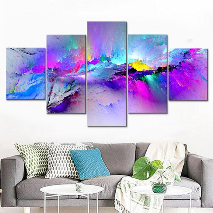 Multicolored Abstract 5 Piece HD Multi Panel Canvas Wall Art Frame