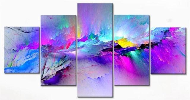 Multicolored Abstract 5 Piece HD Multi Panel Canvas Wall Art Frame