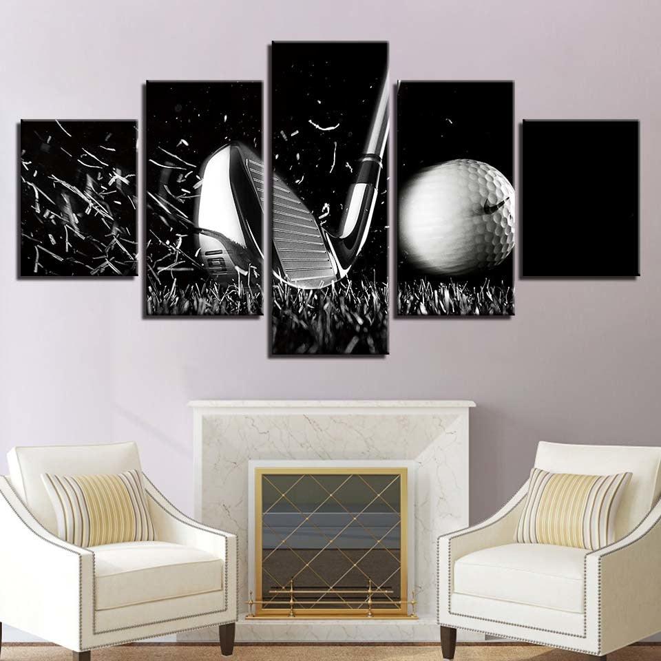 Golf 5 Piece HD Multi Panel Canvas Wall Art Frame - Original Frame