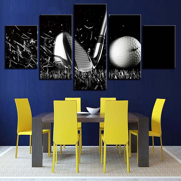 Golf 5 Piece HD Multi Panel Canvas Wall Art Frame - Original Frame