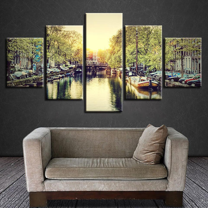 Amsterdam 5 Piece HD Multi Panel Canvas Wall Art Frame - Original Frame