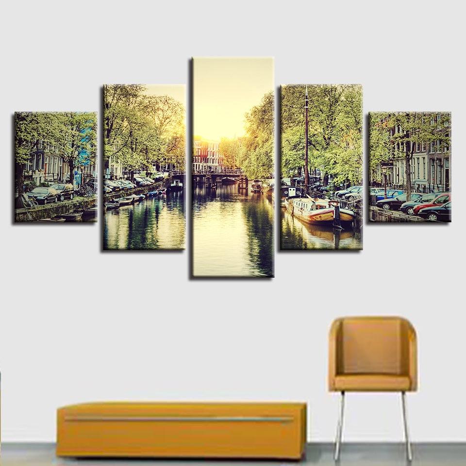 Amsterdam 5 Piece HD Multi Panel Canvas Wall Art Frame - Original Frame
