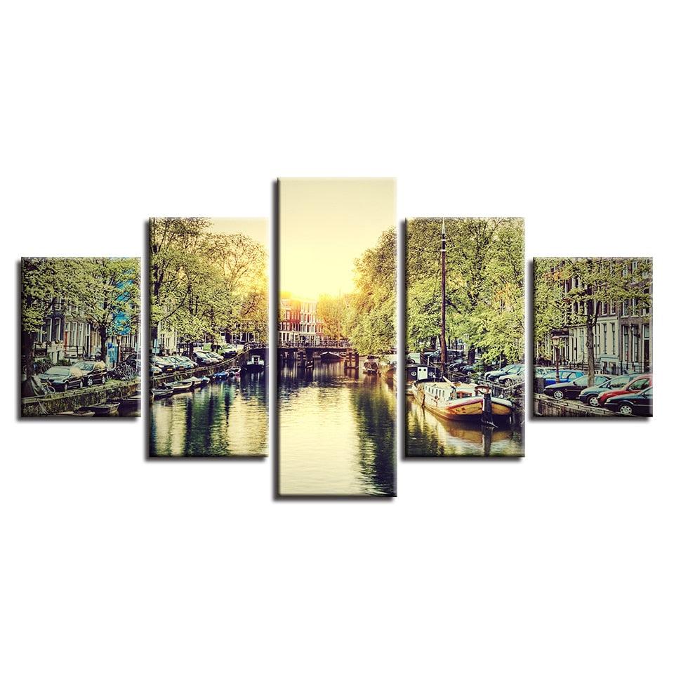 Amsterdam 5 Piece HD Multi Panel Canvas Wall Art Frame - Original Frame