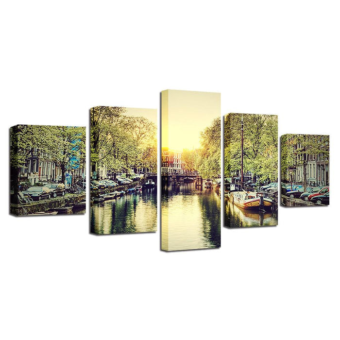 Amsterdam 5 Piece HD Multi Panel Canvas Wall Art Frame - Original Frame