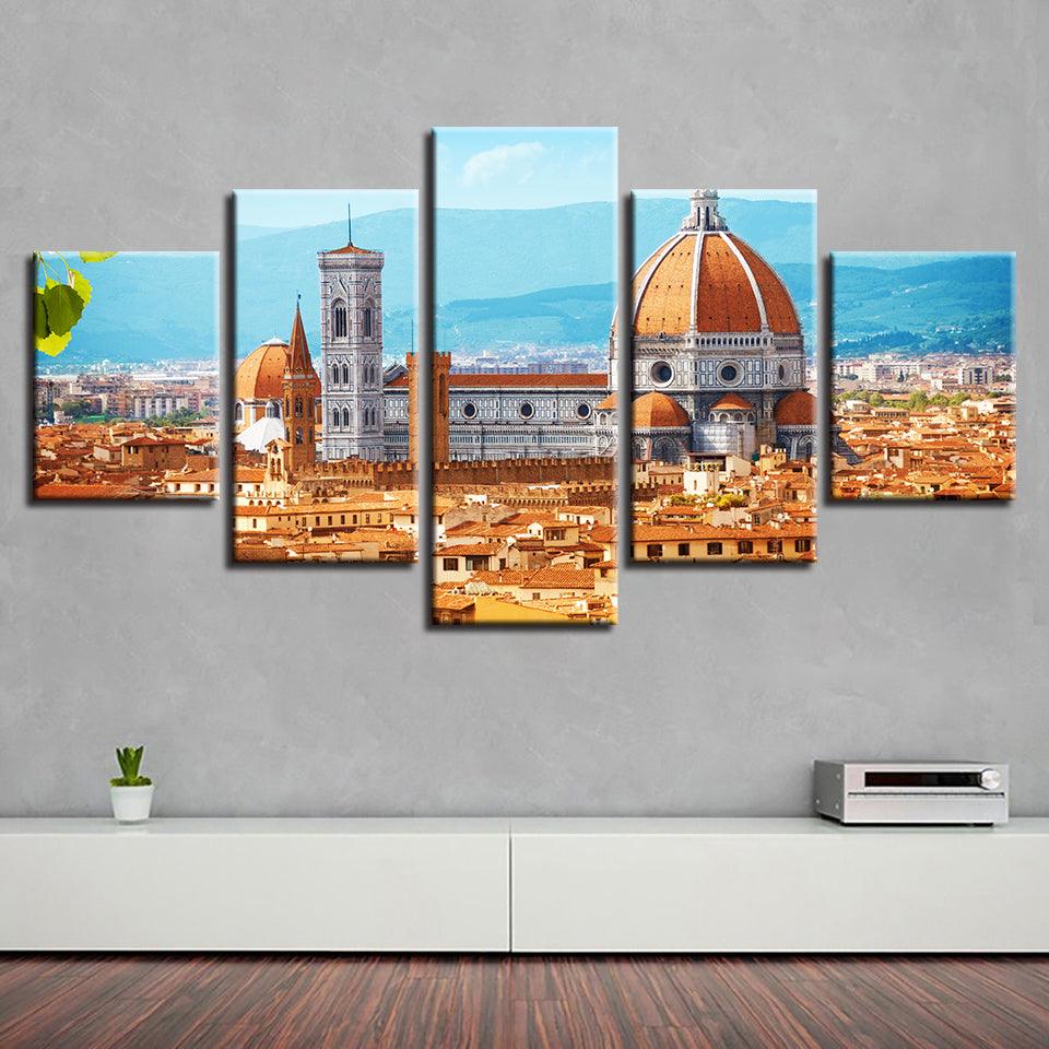 Florence Cathedral 5 Piece HD Multi Panel Canvas Wall Art Frame - Original Frame
