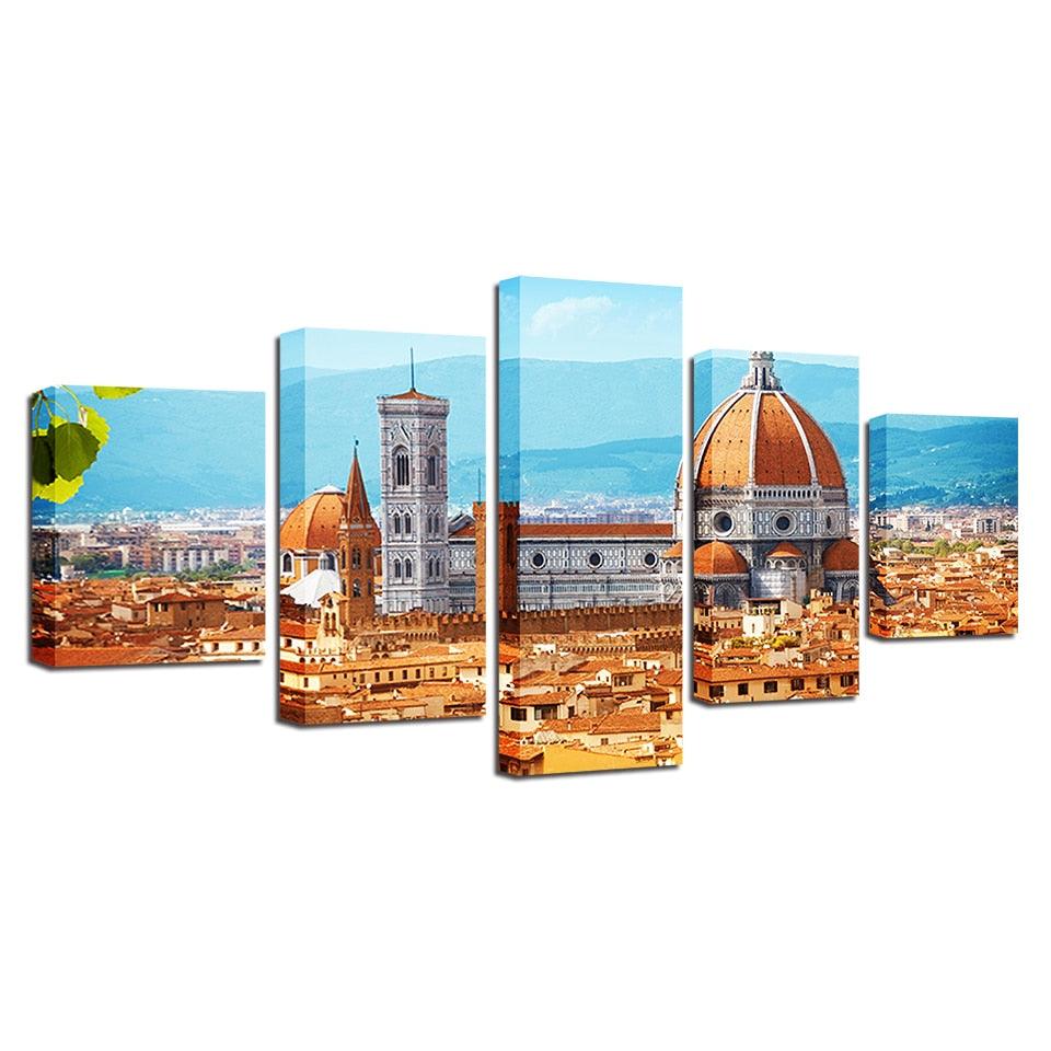 Florence Cathedral 5 Piece HD Multi Panel Canvas Wall Art Frame - Original Frame