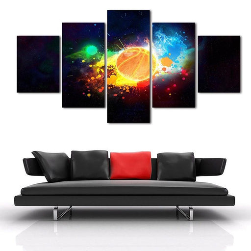 Abstract Basketball 5 Piece HD Multi Panel Canvas Wall Art Frame - Original Frame