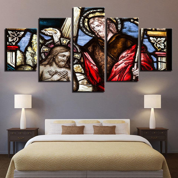 Christ The Savior 5 Piece HD Multi Panel Canvas Wall Art Frame - Original Frame