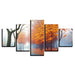 Misty Woods In Autumn Mornings 5 Piece HD Multi Panel Canvas Wall Art Frame - Original Frame