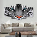 White Tiger Eyes 5 Piece HD Multi Panel Canvas Wall Art Frame - Original Frame