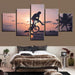 Sunset Bike Boy 5 Piece HD Multi Panel Canvas Wall Art Frame - Original Frame