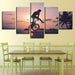 Sunset Bike Boy 5 Piece HD Multi Panel Canvas Wall Art Frame - Original Frame