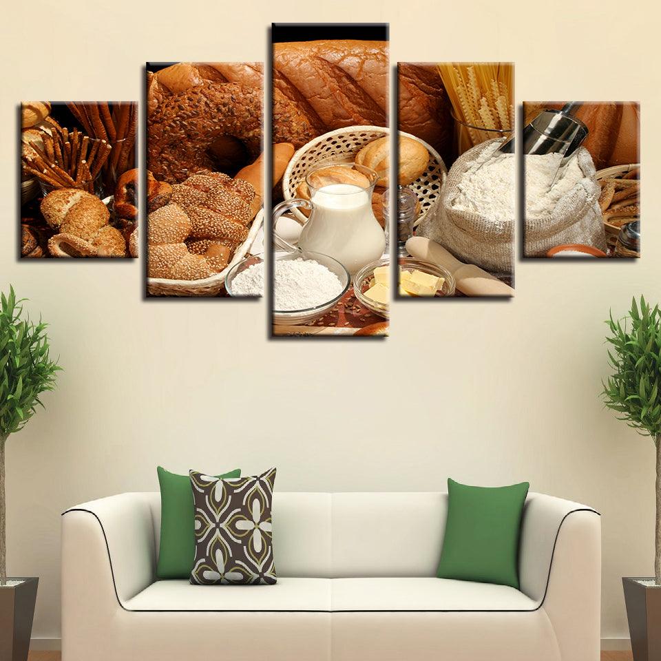 Bread Dessert 5 Piece HD Multi Panel Canvas Wall Art Frame - Original Frame