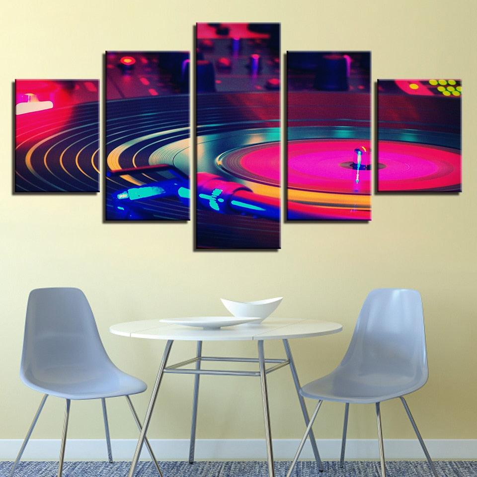 DJ Music Instrument 5 Piece HD Multi Panel Canvas Wall Art Frame - Original Frame