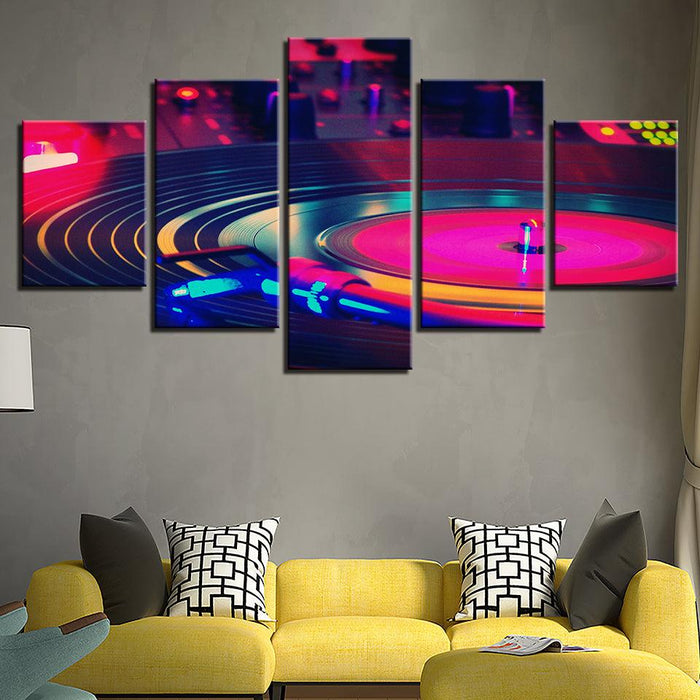 DJ Music Instrument 5 Piece HD Multi Panel Canvas Wall Art Frame - Original Frame