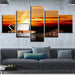 Sunset Coffee 5 Piece HD Multi Panel Canvas Wall Art Frame - Original Frame