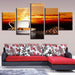 Sunset Coffee 5 Piece HD Multi Panel Canvas Wall Art Frame - Original Frame