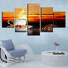 Sunset Coffee 5 Piece HD Multi Panel Canvas Wall Art Frame - Original Frame