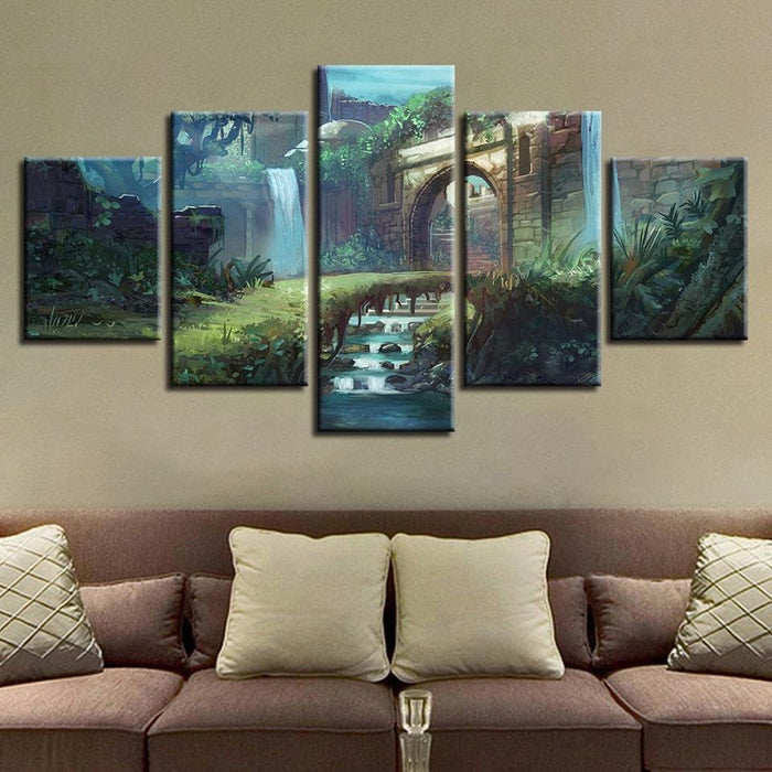 Castle Path Nature 5 Piece HD Multi Panel Canvas Wall Art Frame - Original Frame