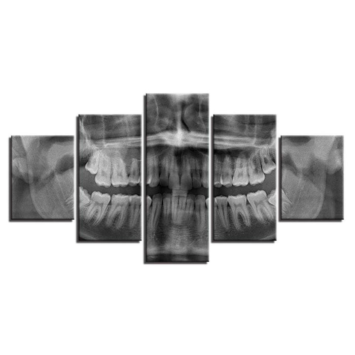 Skull Teeth 5 Piece HD Multi Panel Canvas Wall Art Frame - Original Frame