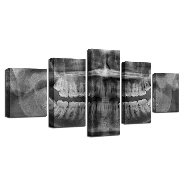 Skull Teeth 5 Piece HD Multi Panel Canvas Wall Art Frame - Original Frame