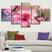 Pink Lilies And Butterflies 5 Piece HD Multi Panel Canvas Wall Art Frame - Original Frame