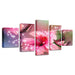 Pink Lilies And Butterflies 5 Piece HD Multi Panel Canvas Wall Art Frame - Original Frame