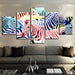 Zebras 5 Piece HD Multi Panel Canvas Wall Art Frame - Original Frame