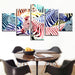 Zebras 5 Piece HD Multi Panel Canvas Wall Art Frame - Original Frame