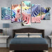 Zebras 5 Piece HD Multi Panel Canvas Wall Art Frame - Original Frame