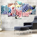 Zebras 5 Piece HD Multi Panel Canvas Wall Art Frame - Original Frame