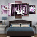 Three White Pink Flower 5 Piece HD Multi Panel Canvas Wall Art Frame - Original Frame