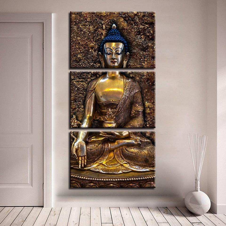 Buddhism Poster 3 Piece HD Multi Panel Canvas Wall Art Frame - Original Frame