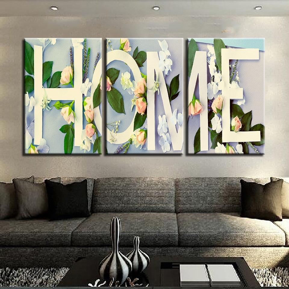 Roses & Home 3 Piece HD Multi Panel Canvas Wall Art Frame - Original Frame