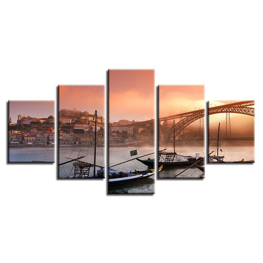 Porto Ponte Dom Luis 5 Piece HD Multi Panel Canvas Wall Art - Original Frame