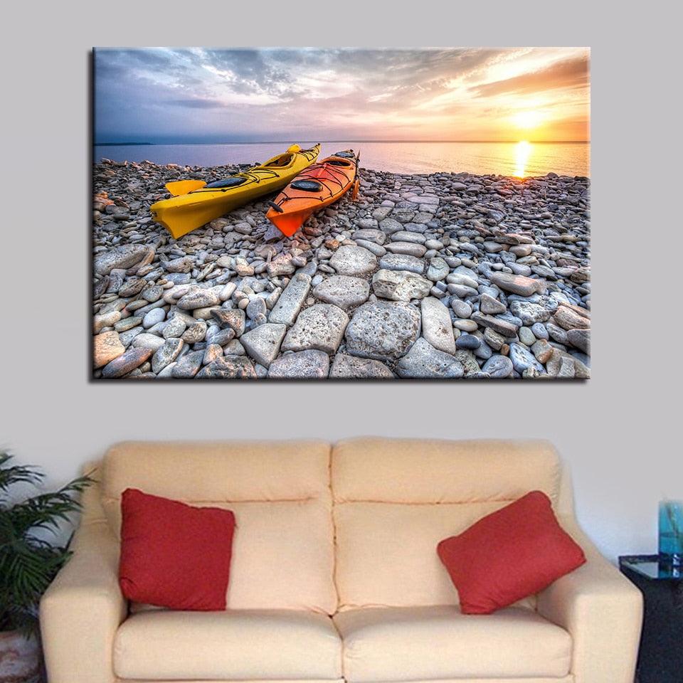 Kayak Boat Seascape Painting Framework - Original Frame