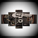 Gun and Bullets 5 Piece HD Multi Panel Canvas Wall Art - Original Frame