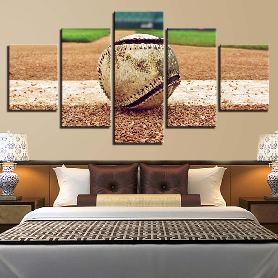 Baseball Action 5 Piece HD Multi Panel Canvas Wall Art Frame - Original Frame