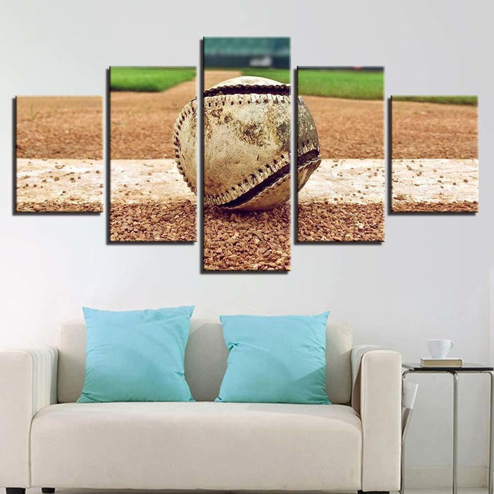 Baseball Action 5 Piece HD Multi Panel Canvas Wall Art Frame - Original Frame